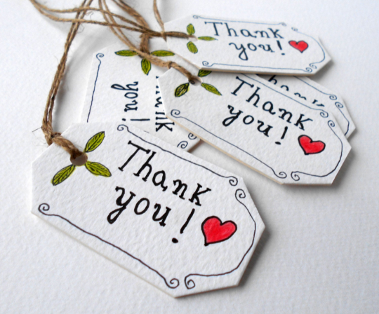 Thank you gift tags- Set of 5, 10, 15, 20, 50 or 100 cardstock tags for gifts and crafts, gift tags with satin ribbons or natural linen thread