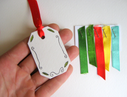 Gift tags- personalized hang gift tags or craft labels with satin ribbons in different colors or with twine strips-Tag your logo hang-blanks