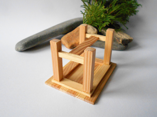 Miniature wooden table- rustic table of real pine wood- fairy deck table- 1/12 scale dollhouse- fairy garden decor- Terrarium accessories - dollhouse furniture