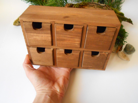Wooden desk organizer- box with drawers- Keepsake Jewelry Box