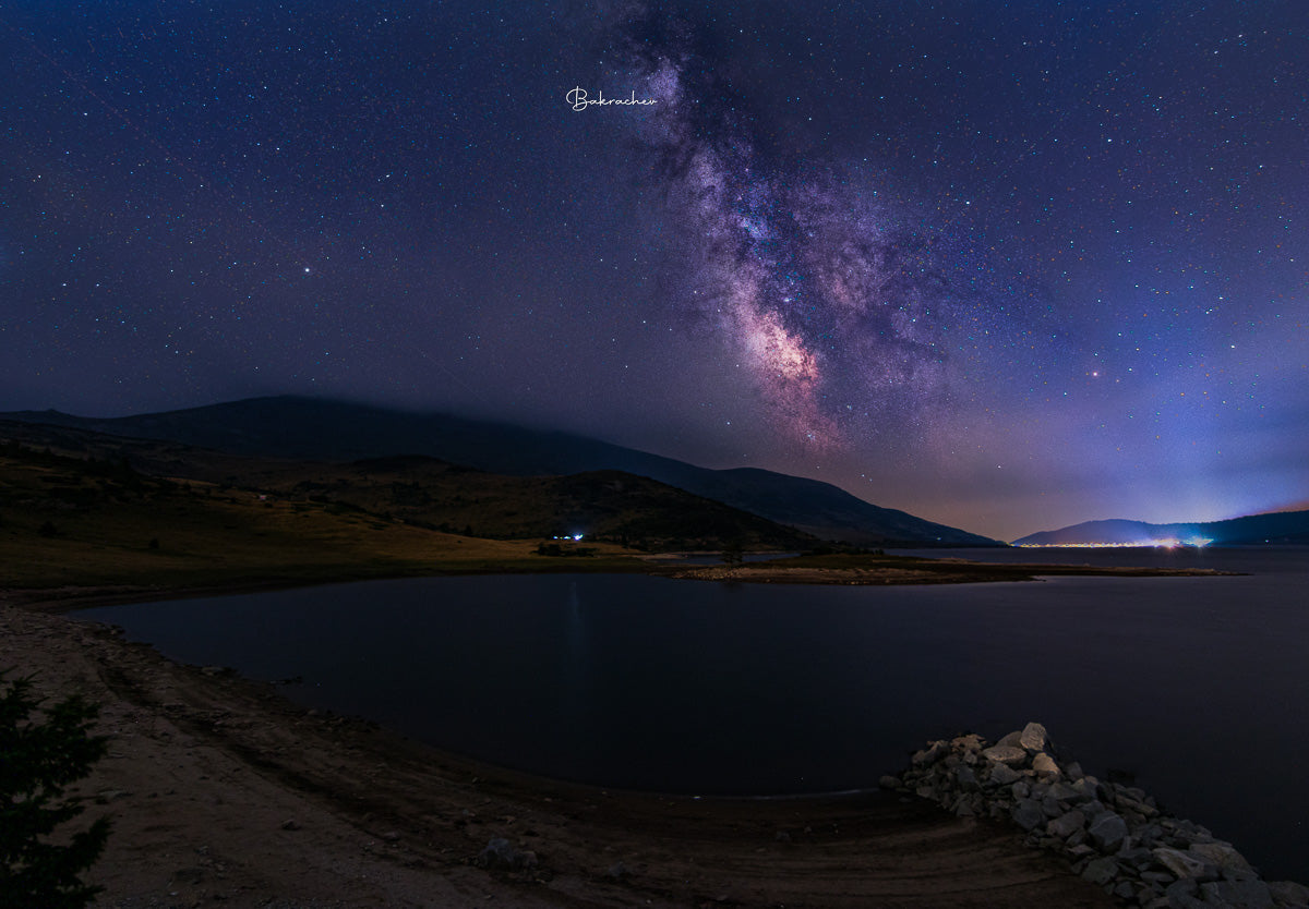 Milky Way star sky nature photography wall art print- Belmeken Dam photo wall decor- Bulgarian landscape by Hristo ( Xristo ) Bakrachev
