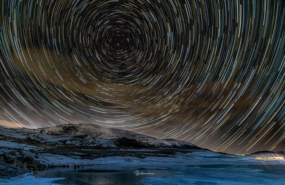 Star Trails of Milky Way star sky nature photography wall art print- Belmeken Dam photo wall decor- Bulgarian landscape by Hristo ( Xristo ) Bakrachev