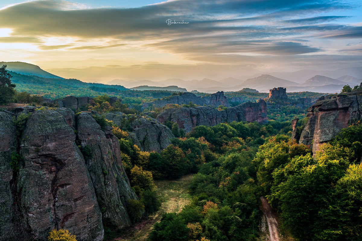 Mountain sunrise nature photography wall art print- photo wall decor- Sunrise over the Belogradchik Rocks- number 2- Bulgarian landscape