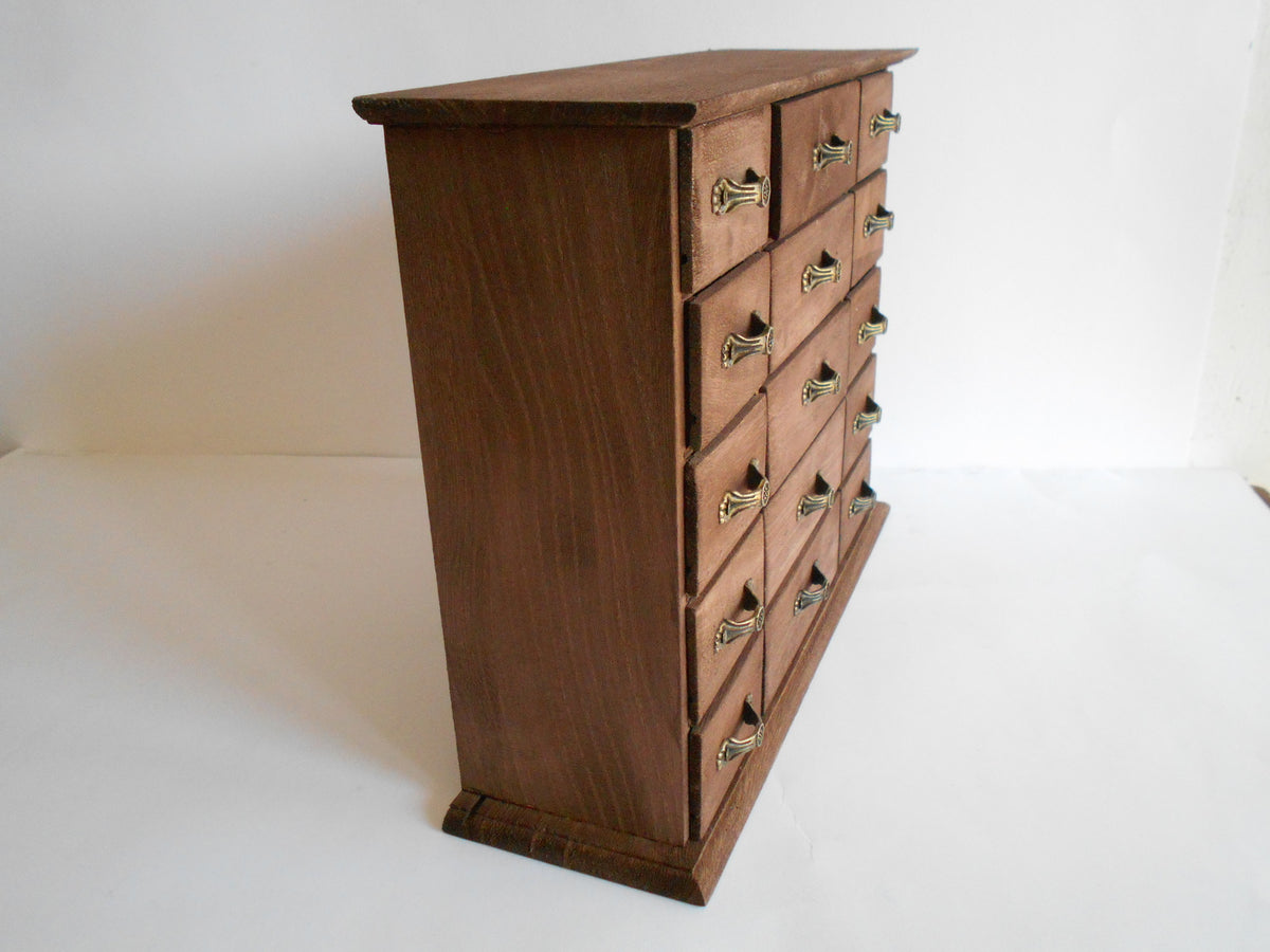 Wooden drawers box with 15 drawers- Chest of drawers- Apothecary Cabin -  Exiarts & Ecocrafts
