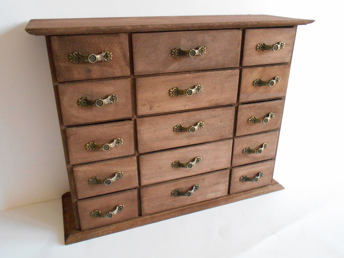 Wooden drawers box with 15 drawers- Chest of drawers- Apothecary