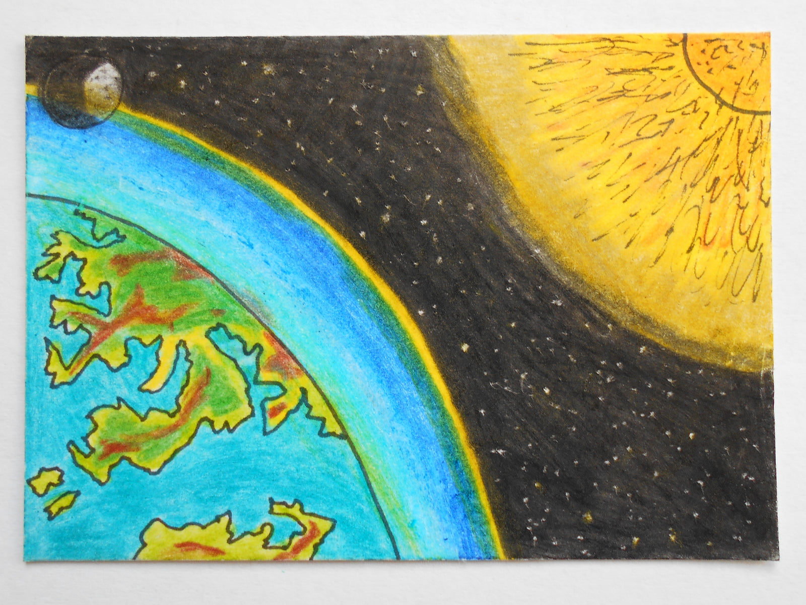 Sun and Earth Art print wall poster- 'Peragon planet' inspirational poster print, space art print for your wall or deck- Cosmos art poster- signed by author Hristo Hvoynev