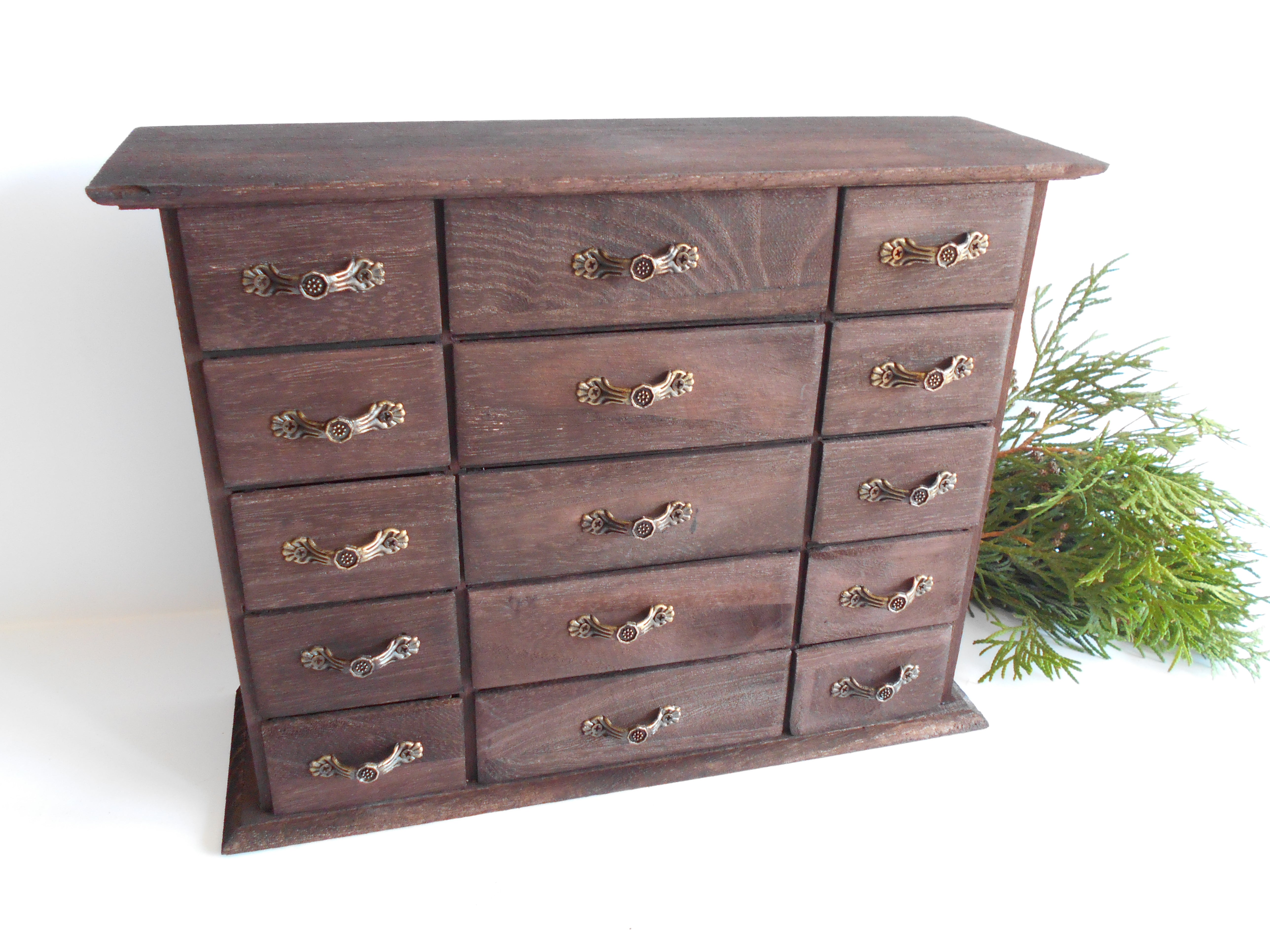 Box with 6 drawers- Wooden Jewelry Box- Apothecary Cabinet- Desktop Or -  Exiarts & Ecocrafts