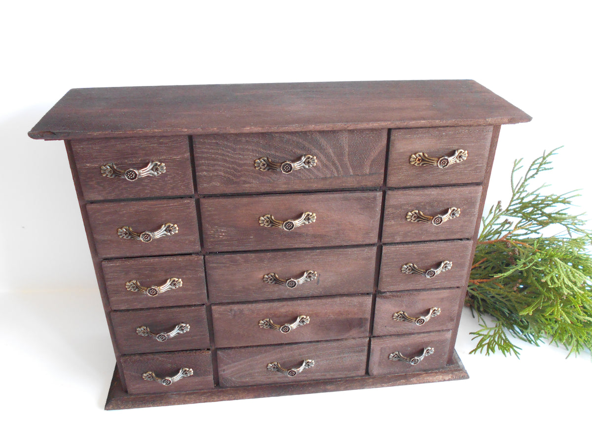 Wooden drawers box- 15 drawers Apothecary Cabinet - Exiarts & Ecocrafts