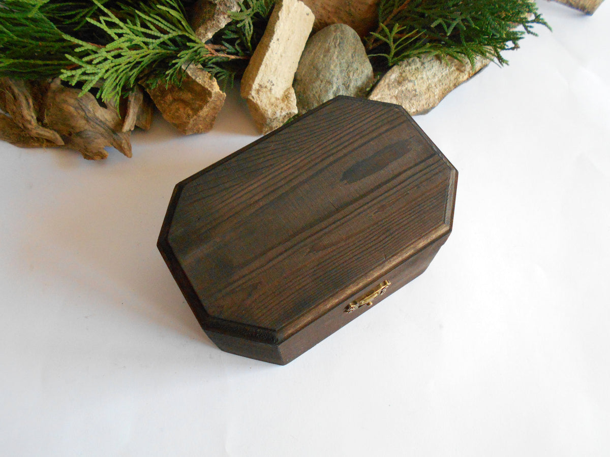 Wooden keepsake box- large eight side box- wooden box with bronze-colo -  Exiarts & Ecocrafts