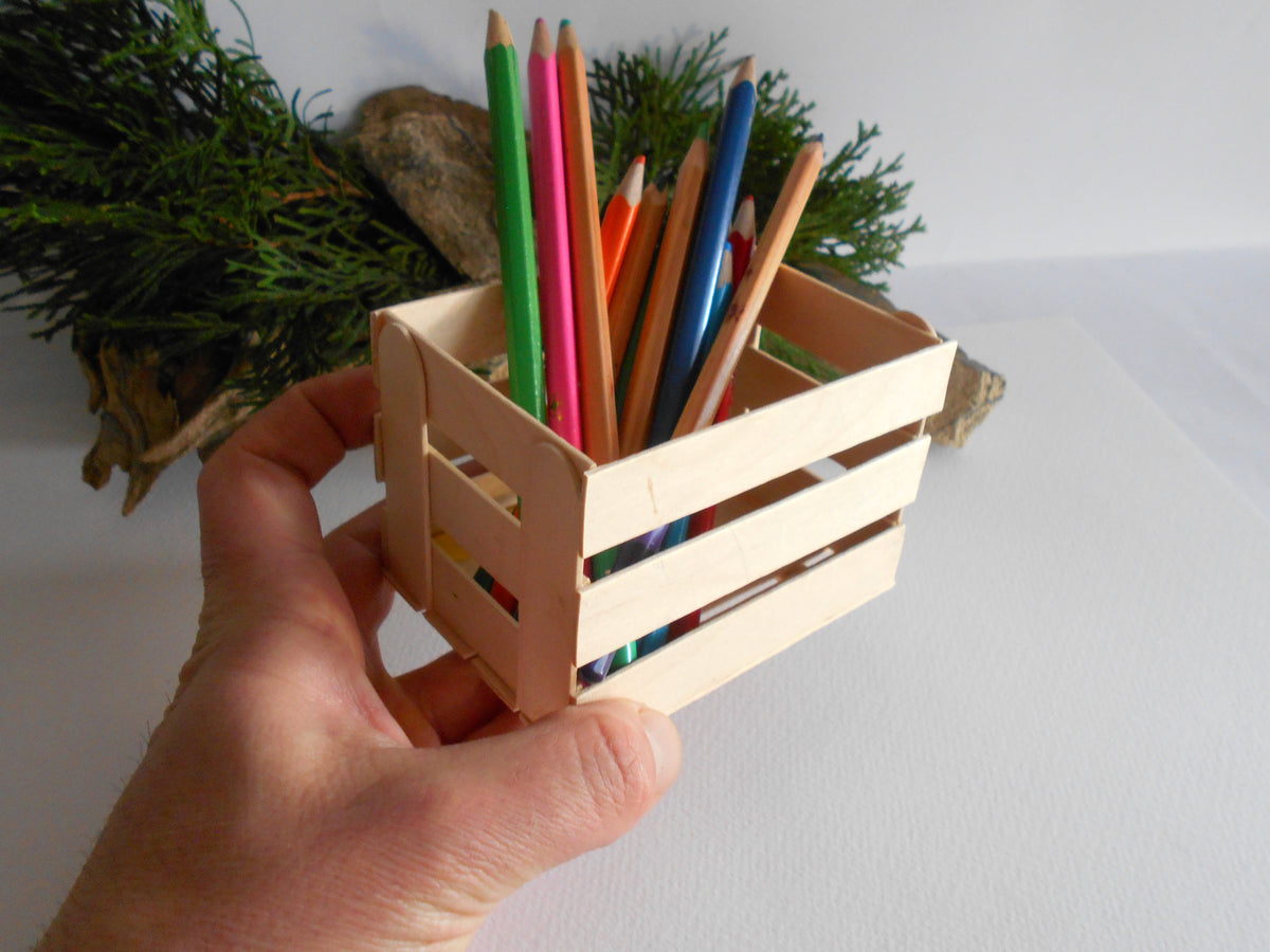 Miniature wooden crate- Plain wood -Dollhouse accessories- 1/12 scale mini  wooden vintage crate- dollhouse basket box- miniature garden box