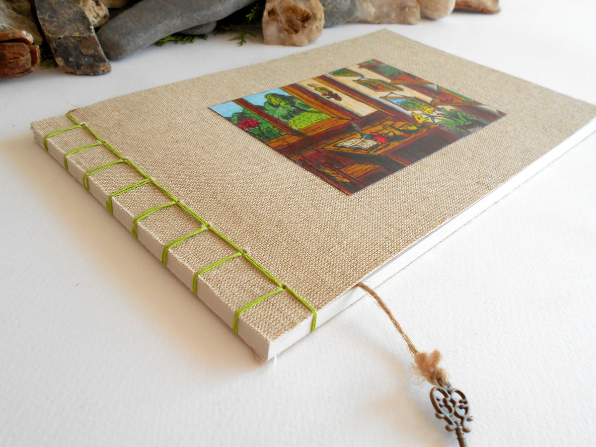 Handmade black fabric journal- 100% recycled pages- customised sketchb -  Exiarts & Ecocrafts