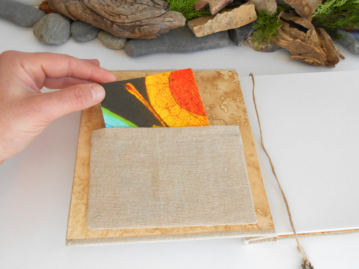 Handmade pocket sketchbook- eco-friendly linen fabrics pocket journals -  Exiarts & Ecocrafts