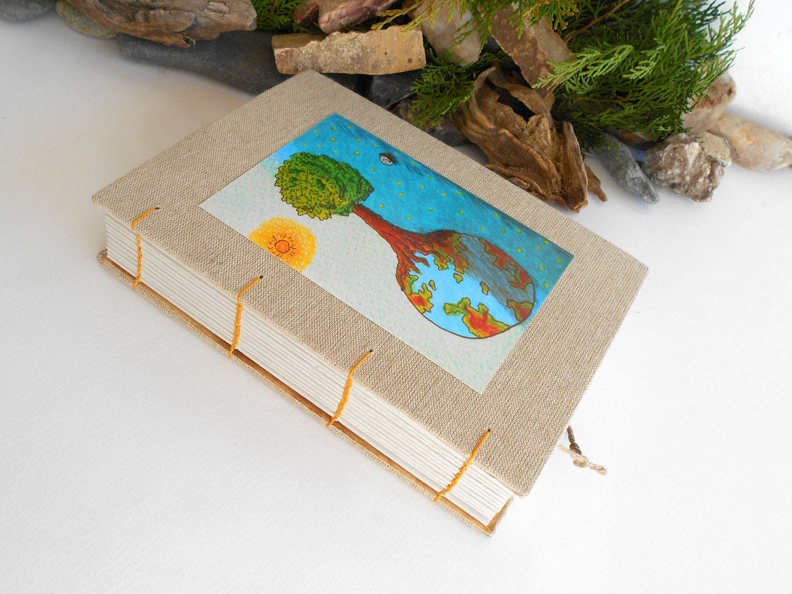 Handmade Coptic fabric journal- hardcovers coptic Art journal- 100% recycled pages-80gsm.- ecofriendly gift for writers and teachers