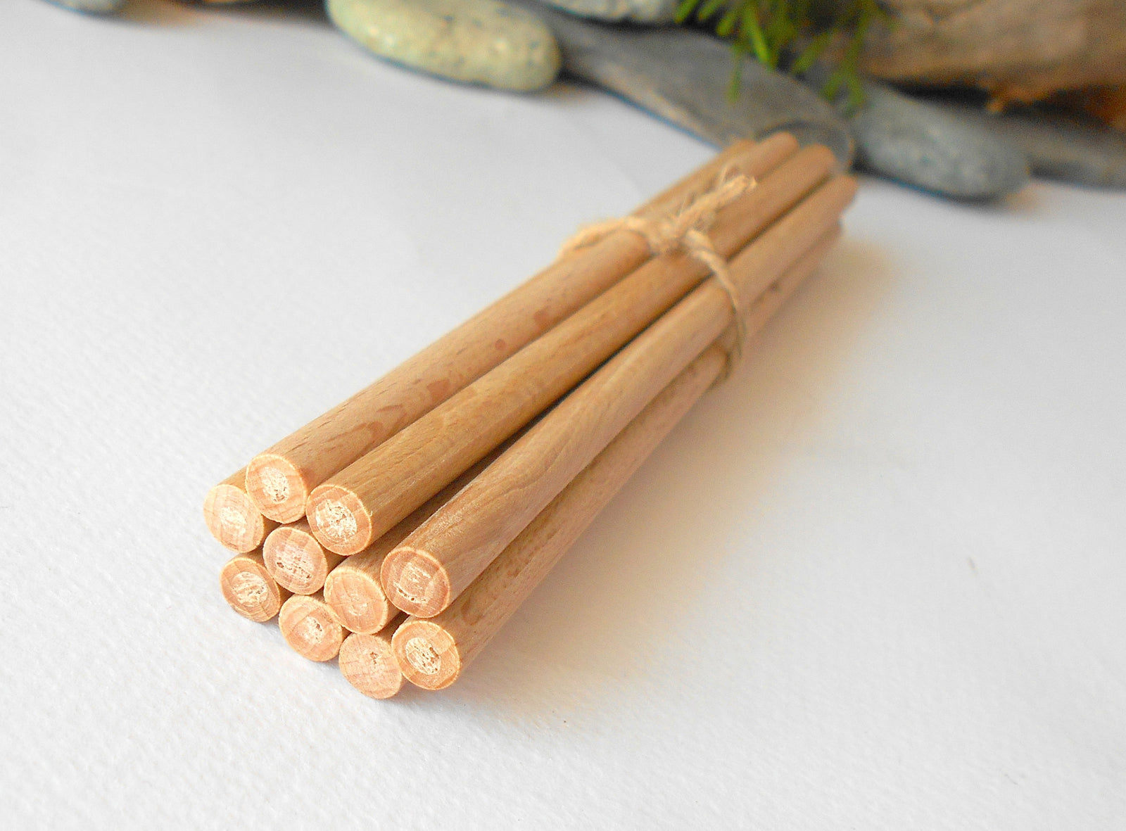 Miniature round lumber beams- 6 mm diameter- 10psc.- 6 inch long- mini oak timber- miniature wooden beams- dollhouse materials- timber boards