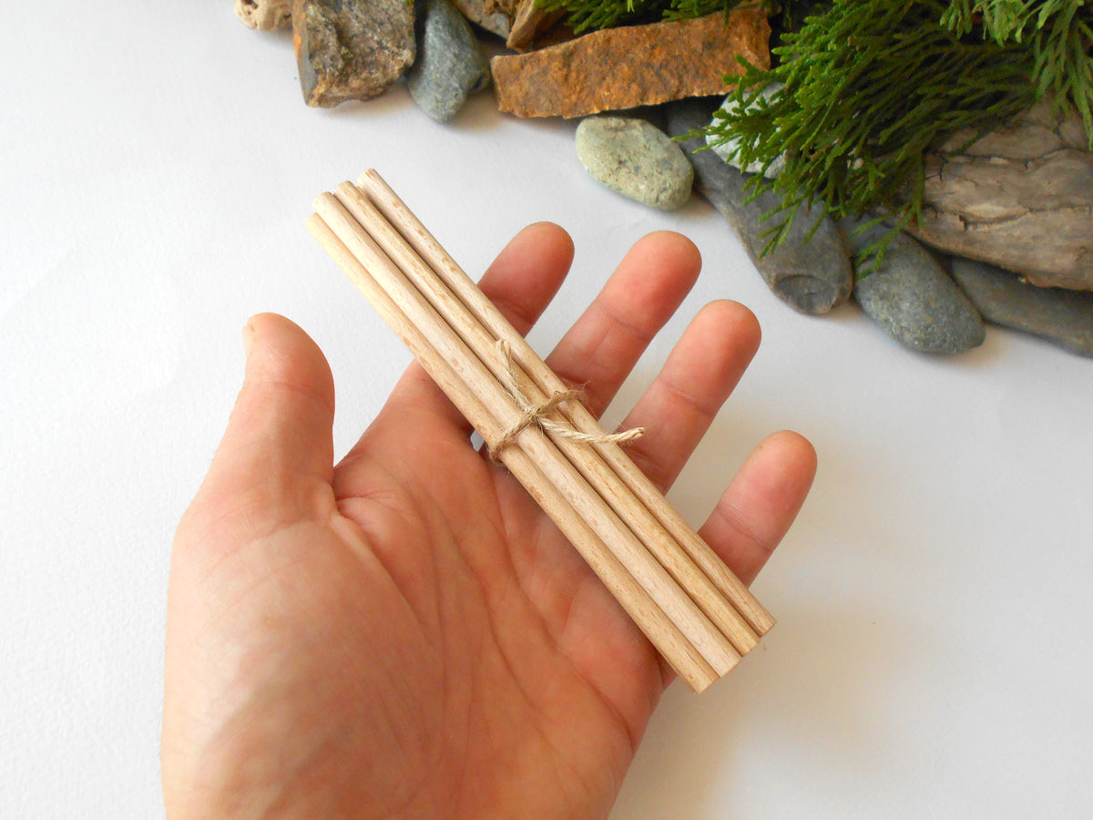 Miniature round lumber beams- 6 mm diameter- 10psc.- 6 inch long- mini ...