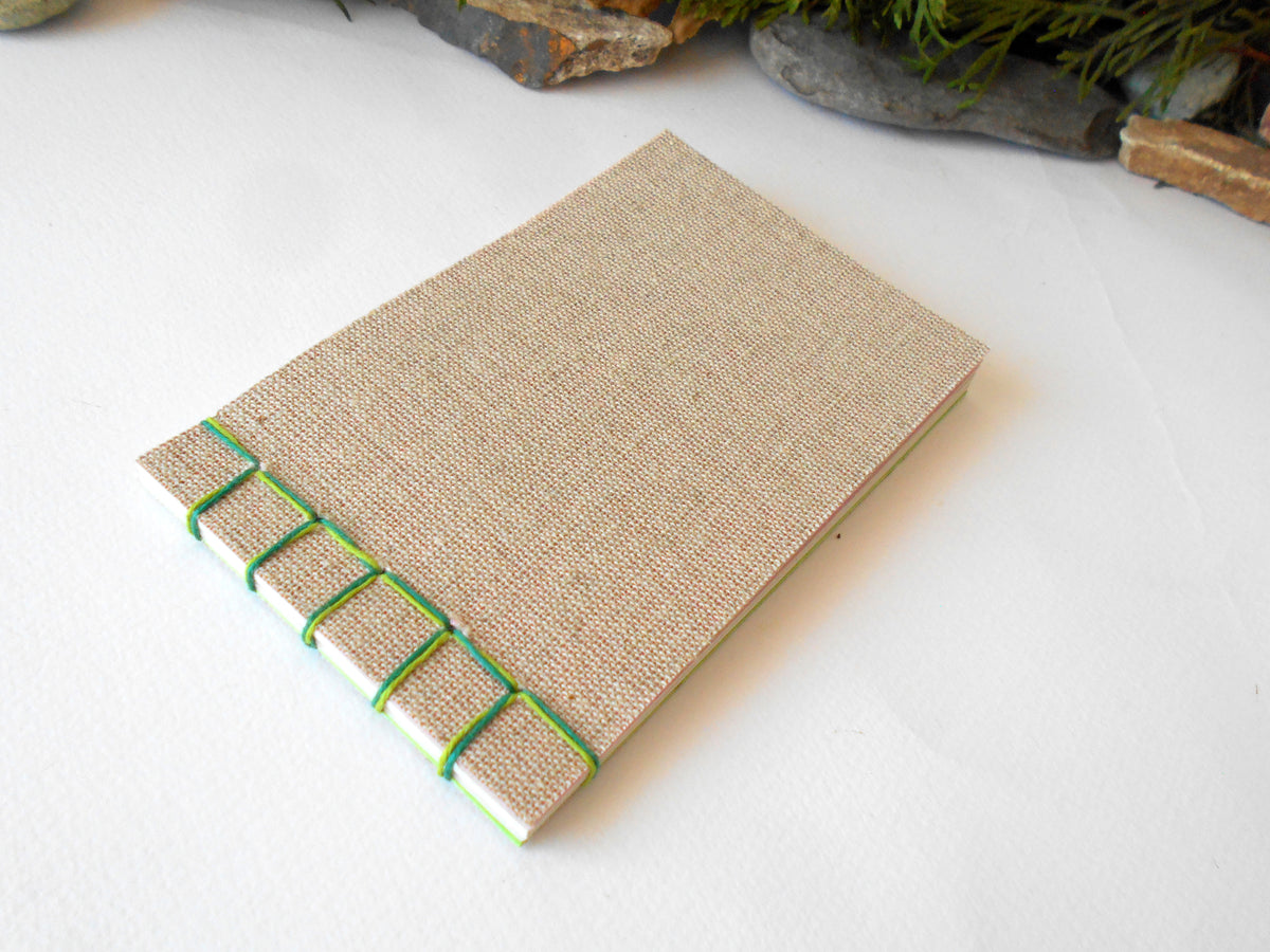 Handmade pocket sketchbook- eco-friendly linen fabrics pocket