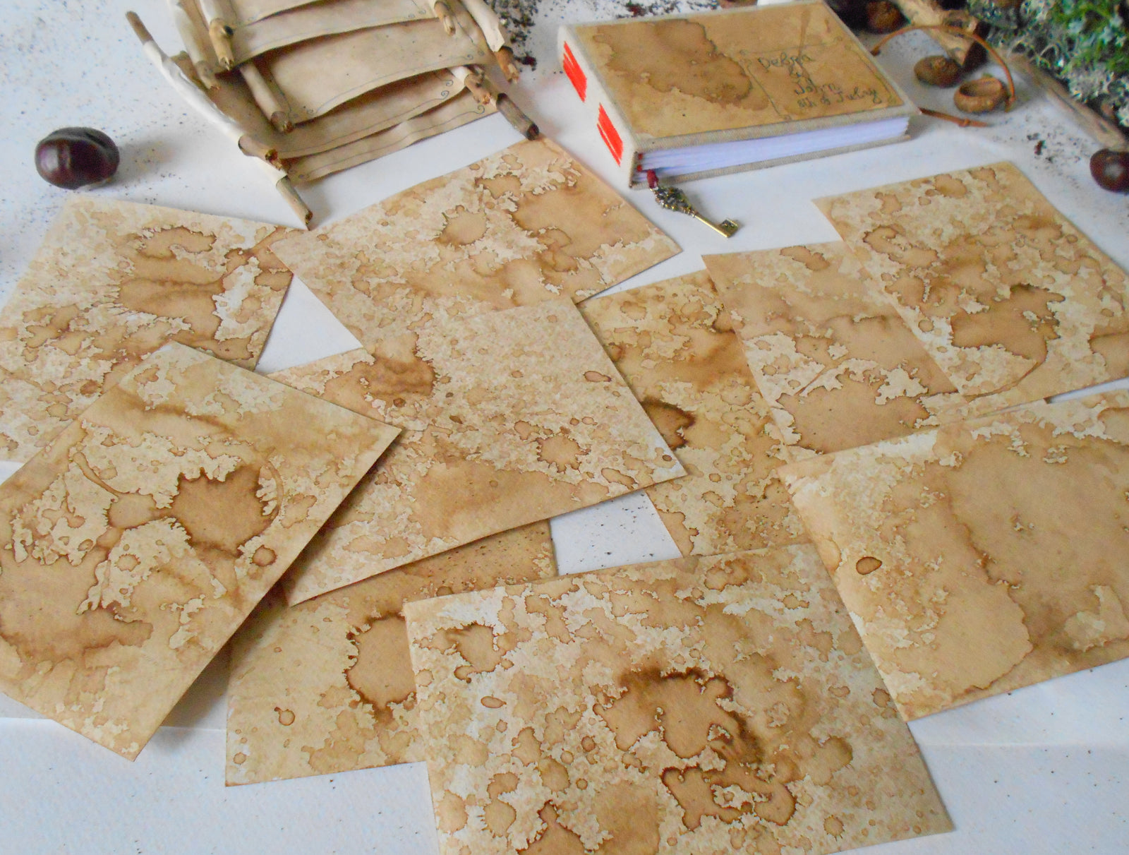 Cardstock paper- A5 craft card sheets 105 lbs- 280 gsm.- set of 5, 10, 15, 20, 50, 75, or 100- blank sheets colored with home made coffee -Tintoretto art paper- old looking card paper- 5.8'' x 8.3''- 15 x 21 cm.