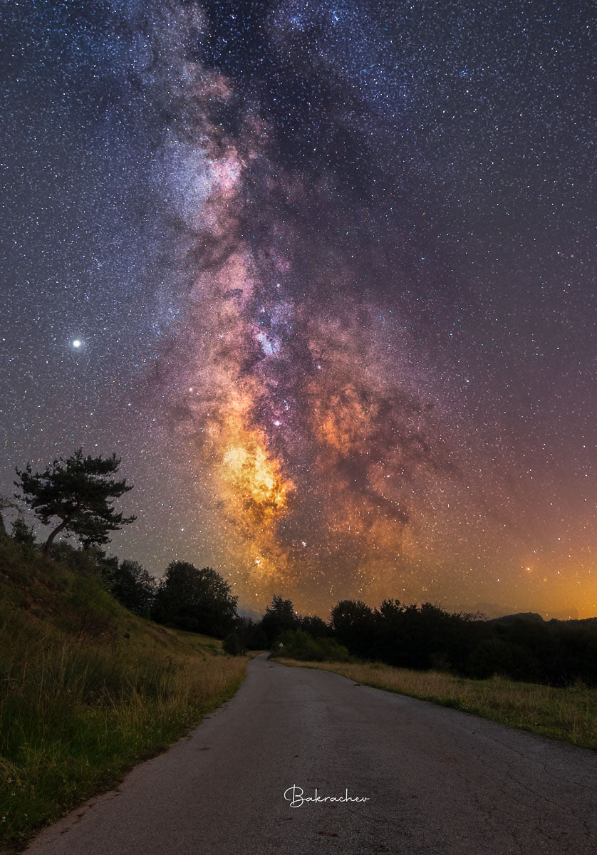 Mountain Nature Photography wall art print- Star sky photo decor from a road near Tran village- Bulgarian landscape