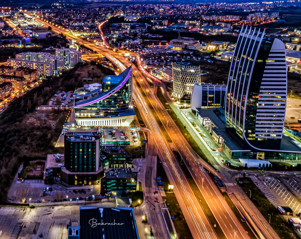 Photography wall art print- photo wall decor- cityscape over Constantinople Road in Sofia filmed with a drone- Bulgarian landscape