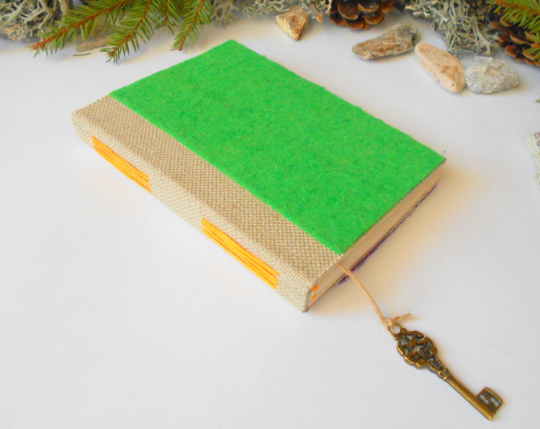 Felt travel journal hardcovers with a key bookmark- travel journal- blank book with 100 pages of 100% recycled paper- Eco-friendly journal