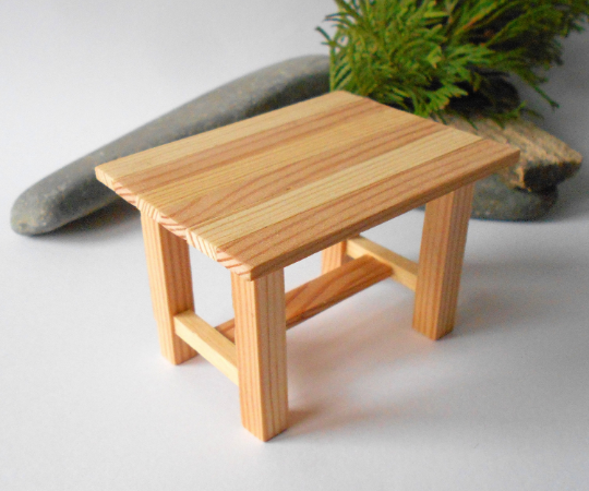 Miniature wooden table- rustic table of real pine wood- fairy deck table- 1/12 scale dollhouse- fairy garden decor- Terrarium accessories - dollhouse furniture