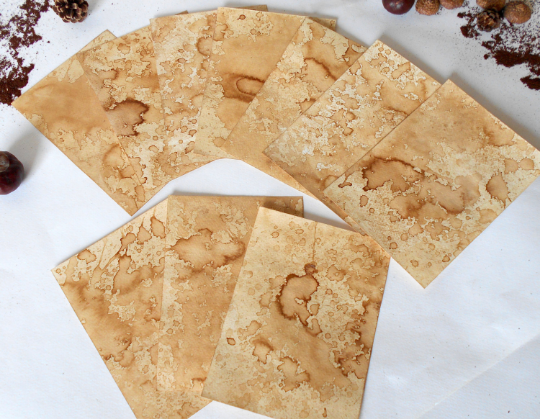 Cardstock paper- A6 craft card sheets 105 lbs- 280 gsm.- set of 5, 10, 15, 20, 50, or 100- blank sheets colored with home made coffee -Tintoretto art paper- old looking card paper- 4.1'' x 5.8''- 10.5 x 15 cm
