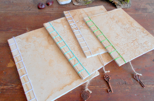 Handmade travelers notebook journal- hand coffee stained notebook- 100% recycled pages- 54lbs- 80gsm. - ecofriendly blank journal